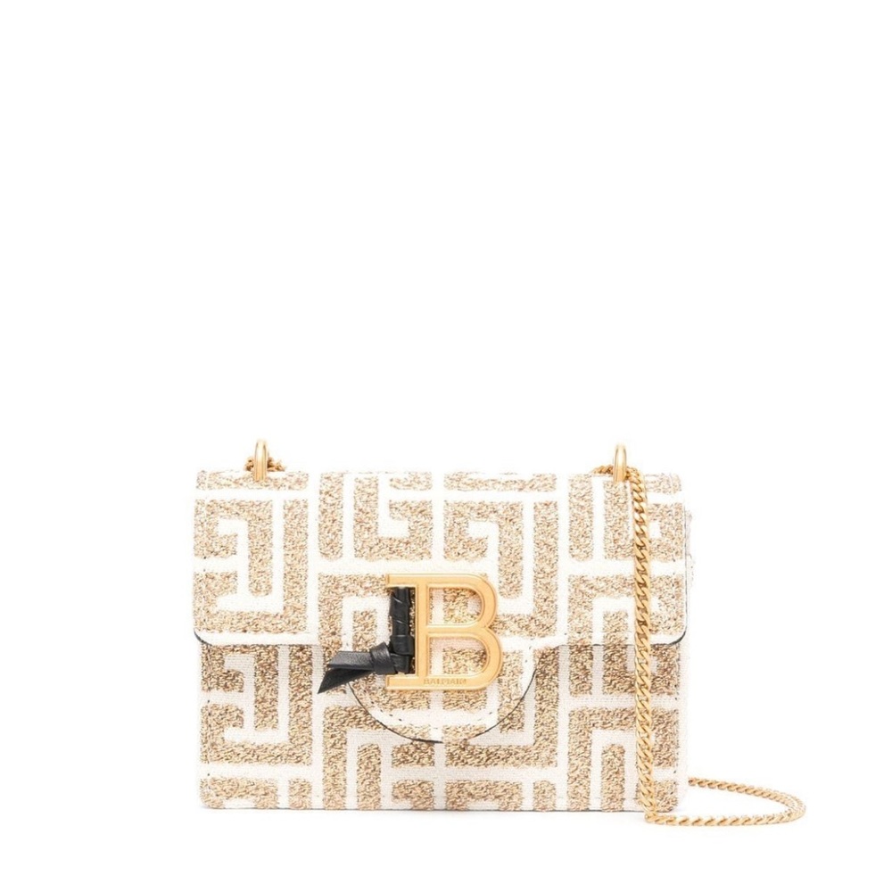 Balmain Off-White & Gold B-Buzz Wallet Bag